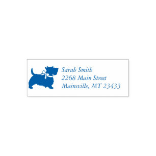 Tampon Auto-encreur Scotty Chien Baby shower Scottish Terrier Blue