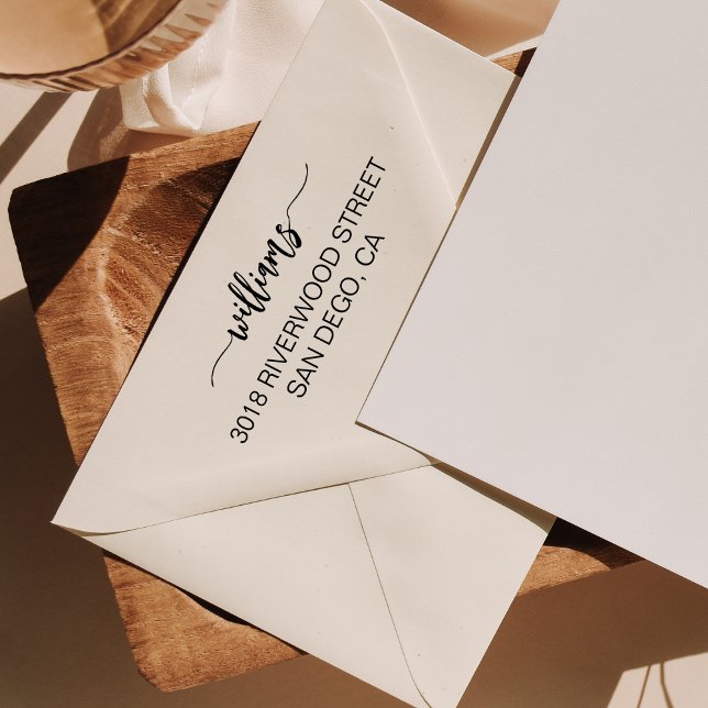 Tampon Auto-encreur Script de brosse moderne élégante Adresse de retou (Créateur téléchargé)