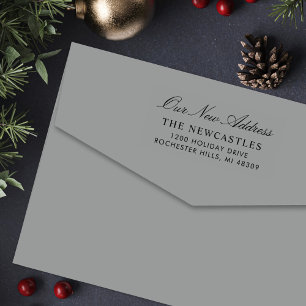 Tampon Auto-encreur Script élégant Notre nouvelle adresse de retour