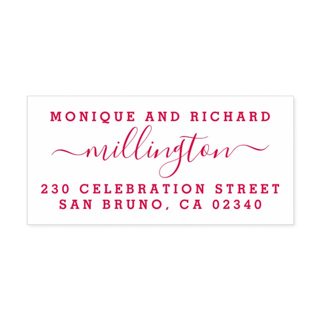 Tampon Auto-encreur Script Mariage moderne Nom de famille et adresse d (Design)