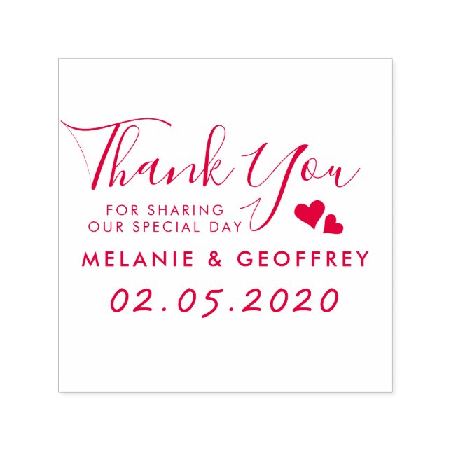 Tampon Auto-encreur Script Merci mariage | Noms et date personnalisés (Design)