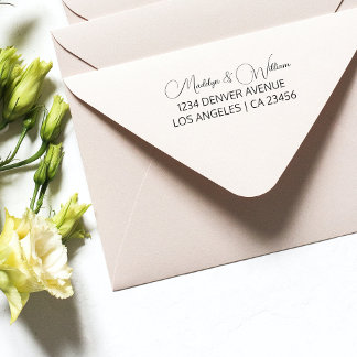 Tampon Auto-encreur Script minimaliste de retour Mariage moderne