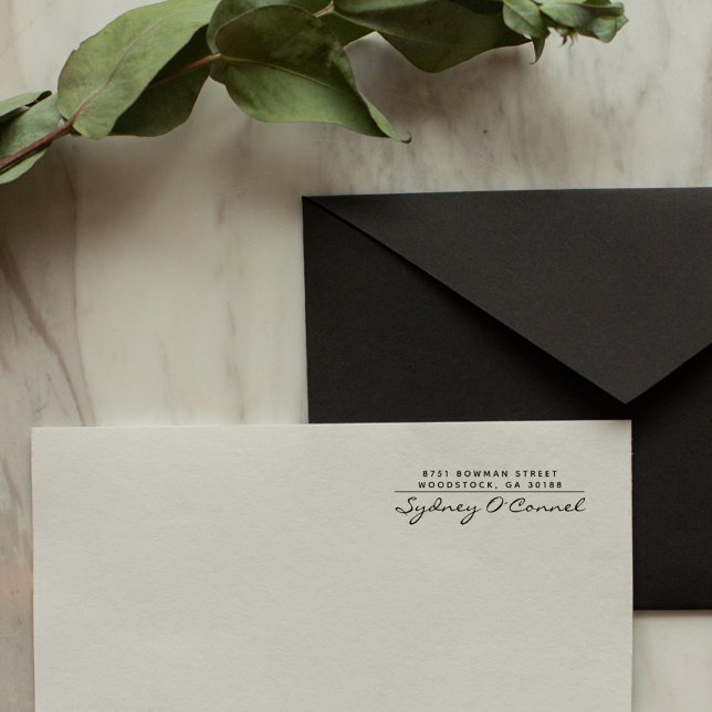Tampon Auto-encreur Script minimaliste moderne Adresse de retour perso (Modern Script Custom  Elegant Professional Return Address Stamp)