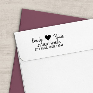 Tampon Auto-encreur Script moderne Coeur Couple Adresse de retour