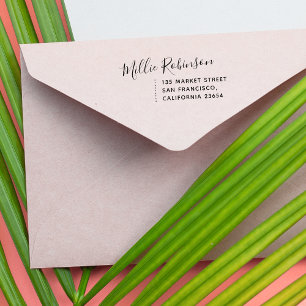 Tampon Auto-encreur Script moderne   Nom et adresse de retour personna