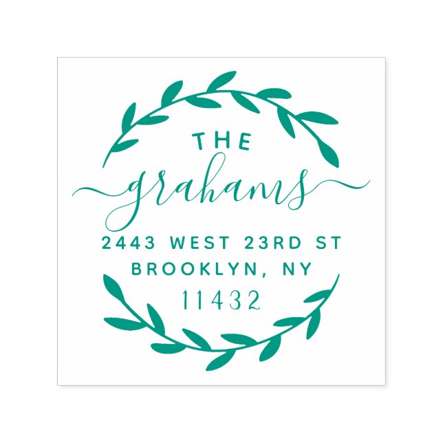 Tampon Auto-encreur Script stylish Botanical Family Return Adresse (Design)