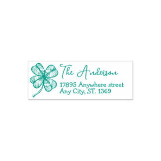Tampon Auto-encreur Self Inking Return Address Stamp with lucky clover