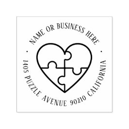 Tampon Auto-encreur Sensibilisation sur l'autisme Coeur Nom du puzzle 