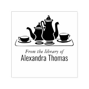 Tampon Auto-encreur Service de thé et café Ensemble Nom de la biblioth