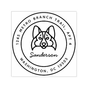 Tampon Auto-encreur Shetland Sheepdog Retourner l'adresse Timbre auto-