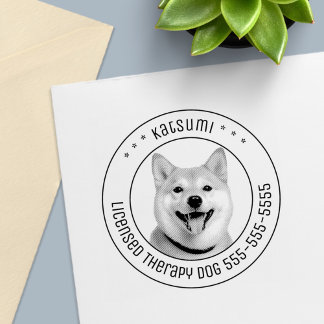 Tampon Auto-encreur Shiba Inu Chien Animal de compagnie photo ronde