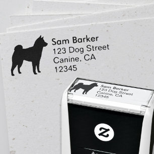 Tampon Auto-encreur Shiba Inu Chien race Silhouette Adresse de retour