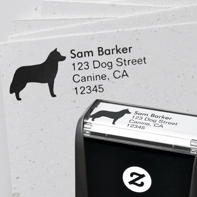 Tampon Auto-encreur Sibérie Husky Chig Breed Silhouette Adresse de ret (Créateur téléchargé)