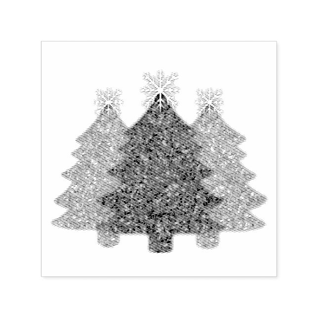 Tampon Auto-encreur Silhouette d'arbre de Noël étincelante (Design)