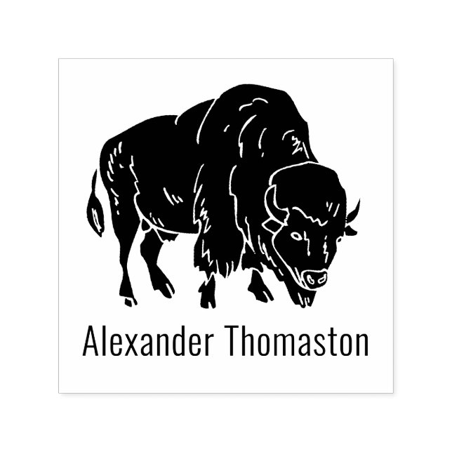 Tampon Auto-encreur Silhouette de bison majestic Nom (Design)