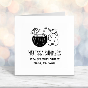 Tampon Auto-encreur Silly Blob Créatures Avoir Une Coco Boire Adresse