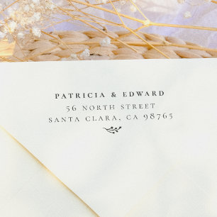 Tampon Auto-encreur Simple Couples Names & Rustic Sprig Adresse de ret