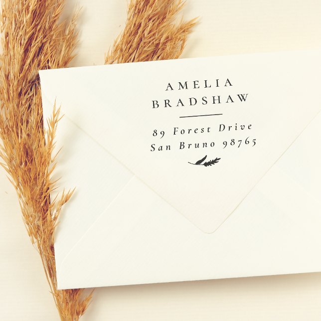 Tampon Auto-encreur Simple Elegant Boho Sprig Adresse de retour (Rubber Stamp Mock-up)