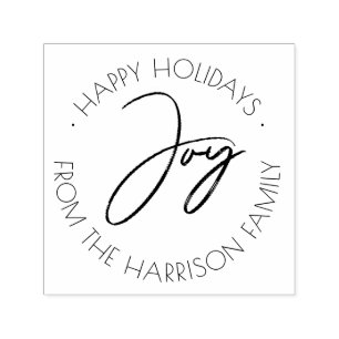 Tampon Auto-encreur Simple Joy Happy Holidays Salutation familiale