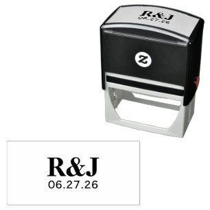 Tampon Auto-encreur Simple Mariage moderne Monogramme en couple