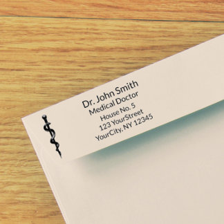 Tampon Auto-encreur Simple Médicale Asclepius Caduceus Noir Blanc