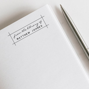 Tampon Auto-encreur Simple Moderne De La Bibliothèque De Minimal