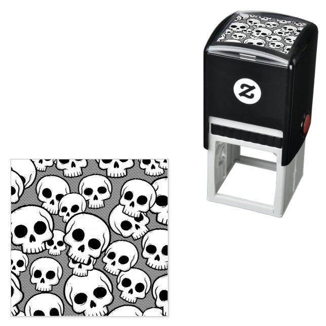 Tampon Auto-encreur Skull Pattern Self Inking Rubber Stamp (En situation)