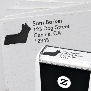 Tampon Auto-encreur Skye Terrier Race Chien Silhouette Retour Adresse