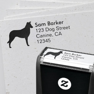 Tampon Auto-encreur Smooth Collie Silhouette Adresse de retour