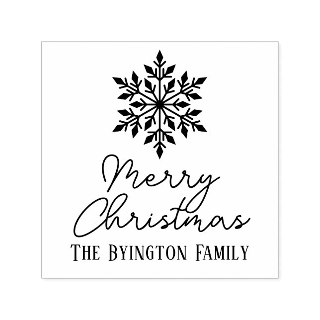 Tampon Auto-encreur Snowflake Script Holiday Grey Nom de famille (Design)