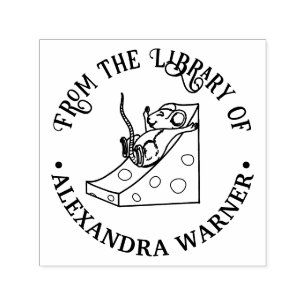 Tampon Auto-encreur Souris mignonne sur le fromage suisse Slide Librar