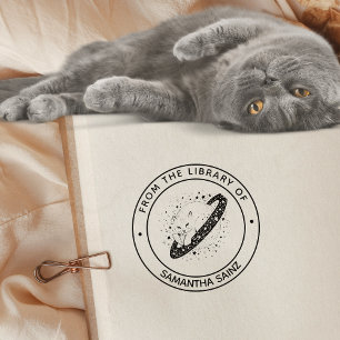 Tampon Auto-encreur Space Cat De La Bibliothèque Du Livre