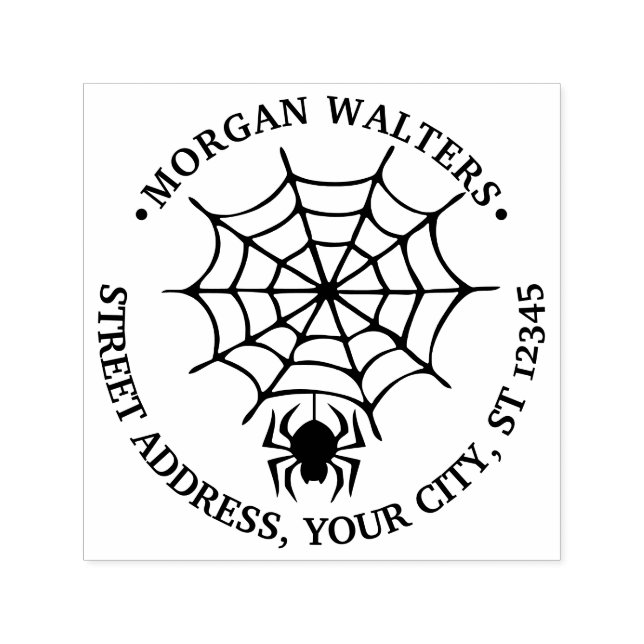 Tampon Auto-encreur SpiderWeb et Spider Silhouette Nom Adresse (Design)