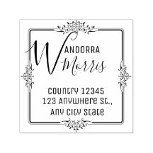 Square Monogram Return Address Self-inking Stamp