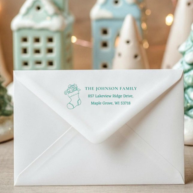 Tampon Auto-encreur [Stocking Stamp] Custom Christmas Card Address ([Stocking Stamp] Custom Christmas Card Address Self-inking Stamp)