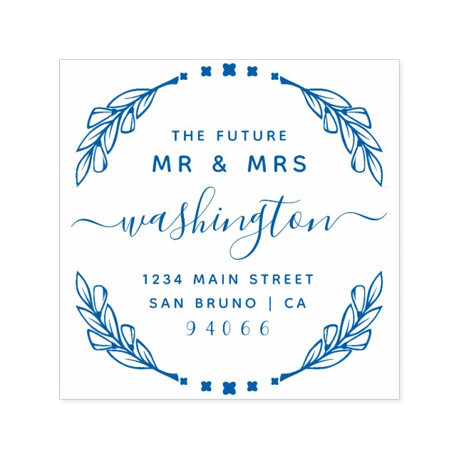 Tampon Auto-encreur Stylish Calligraphy Future M & Mme Adresse de reto (Design)