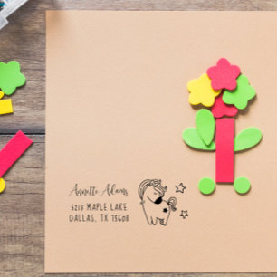 Tampon Auto-encreur Sweet Horse Doodle Custom Kids Nom Personnalisé
