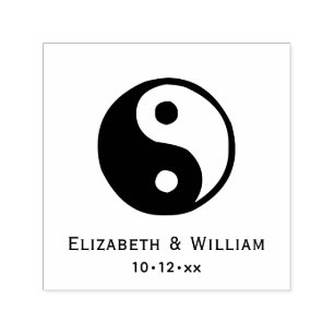 Tampon Auto-encreur Symbole élégant Yin Yang Noms de mariage Date
