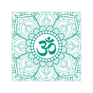 Tampon Auto-encreur Symbole Namaste de l'OM de mandala de Lotus de