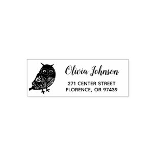 Tampon Auto-encreur Tamise de hibou personnalisée adresse de retour