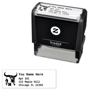 Tampon Auto-encreur Taureau de Longhorn avec Monogramme Retour