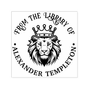 Tampon Auto-encreur Tête de Lion portant une couronne #1P Nom de livre