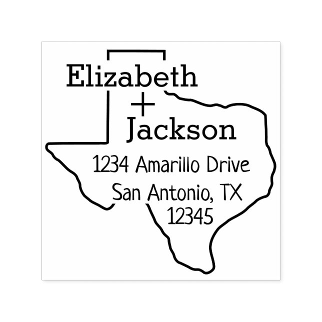 Tampon Auto-encreur Texas Silhouette Couple Adresse (Design)