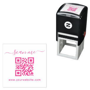 Tampon Auto-encreur Texte personnalisé de script et code QR