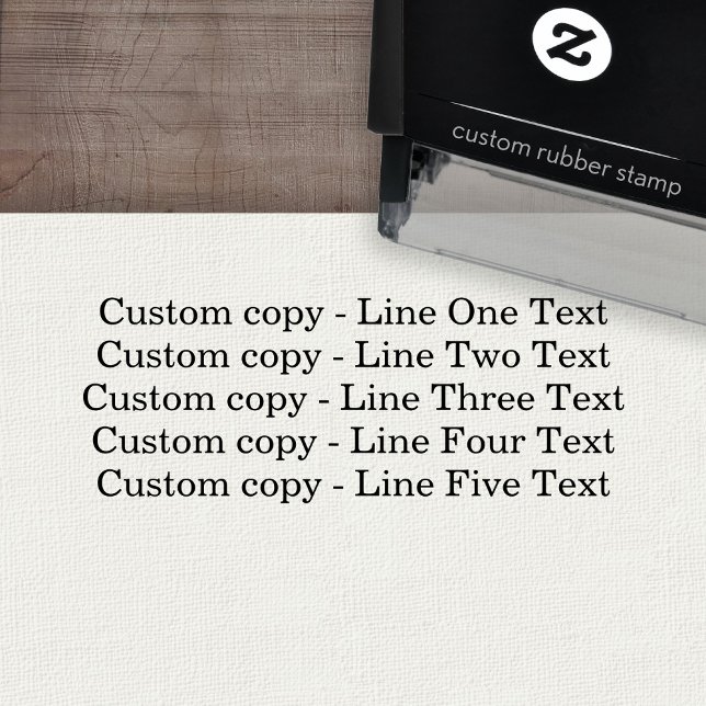 Tampon Auto-encreur Texte personnalisé traditionnel sur 5 lignes de sé (Custom Self-inking Rubber Stamp)