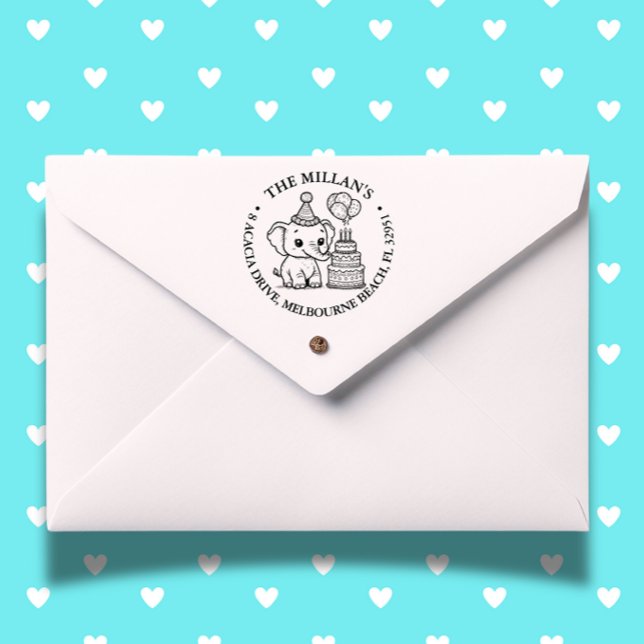 Tampon Auto-encreur Thème anniversaire de l'éléphant (Celebrate your baby shower with a charming elephant theme self-inking stamp)