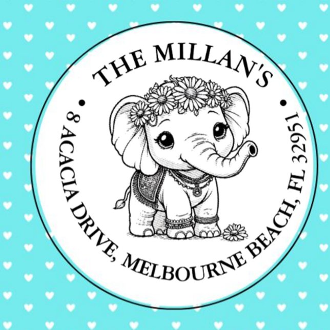 Tampon Auto-encreur Thème Eléphant Bébé mignon (Personalize gifts or crafts easily—order your cute stamp today!)