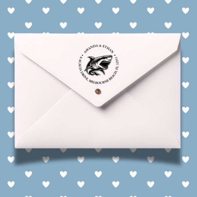 Tampon Auto-encreur Thème requin blanc (Make every mark fun with our Shark Theme Self-inking Stamp)