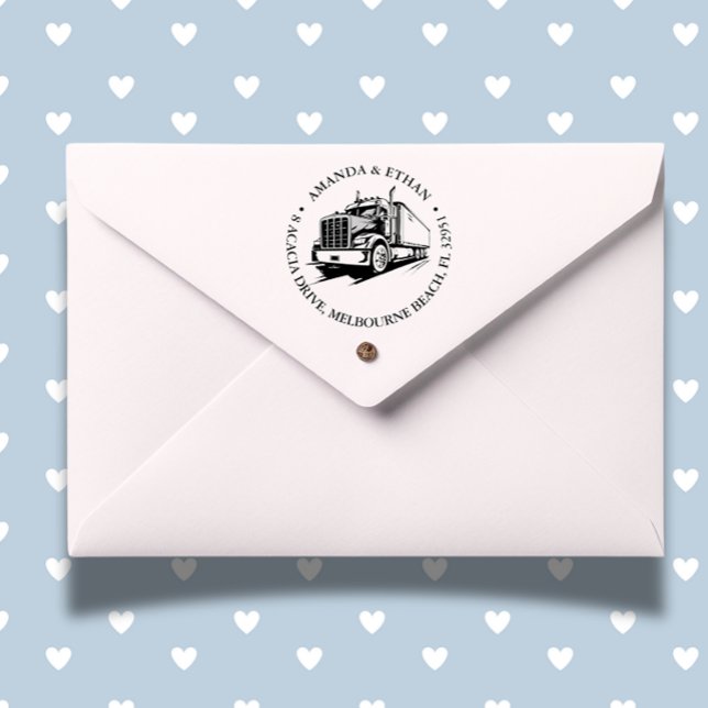 Tampon Auto-encreur Thème Semi Camion (Personalize your paperwork with our Semi Truck Theme Self-inking Stamp. )