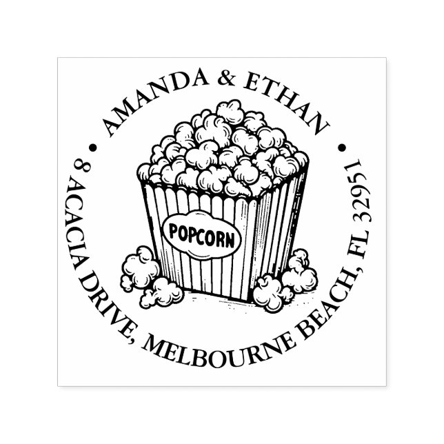 Tampon Auto-encreur Thème Snack Popcorn (Design)